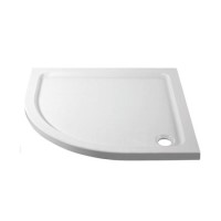 GRADE A1 - 900x900mm White Acrylic Capped Stone Resin Quadrant Shower Tray - Pearl