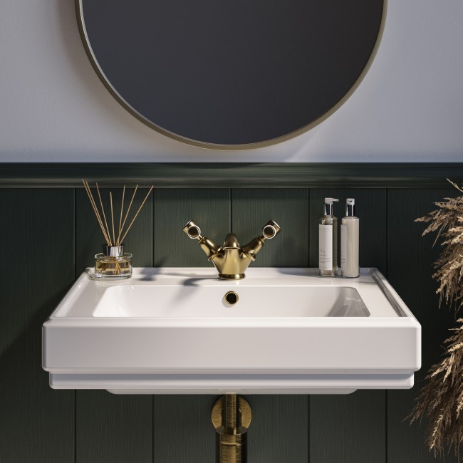 White Wall Hung Basin with 1 Tap Hole 583mm - Park Royal