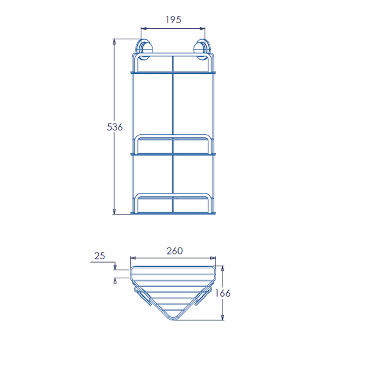 Mild Steel Large Three Tier Corner Basket- Croydex 