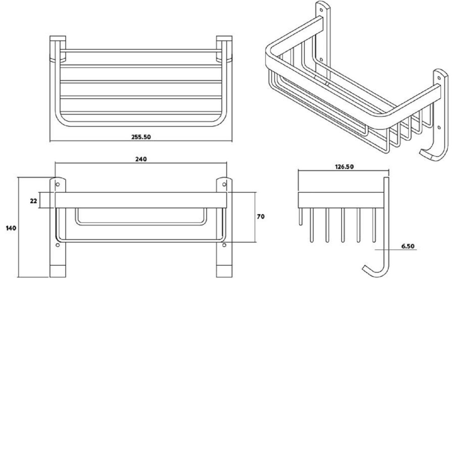 Black Wall Mounted Shower Caddy - Croydex