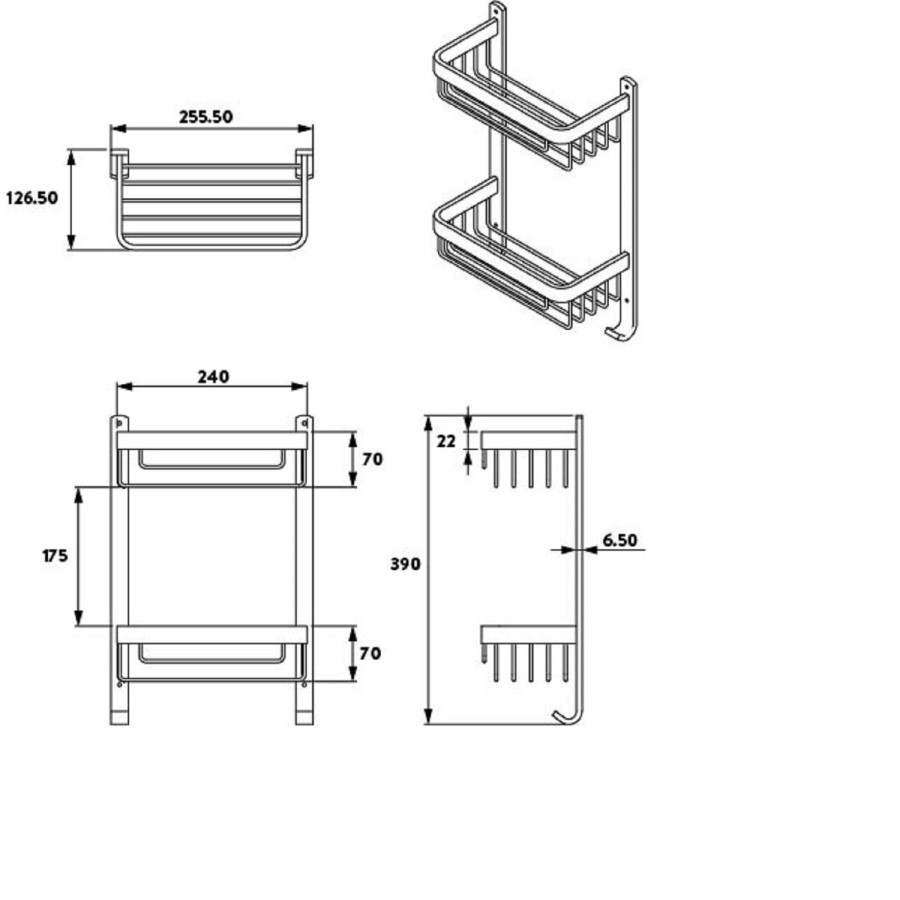 Black 2 Tier Shower Caddy - Croydex