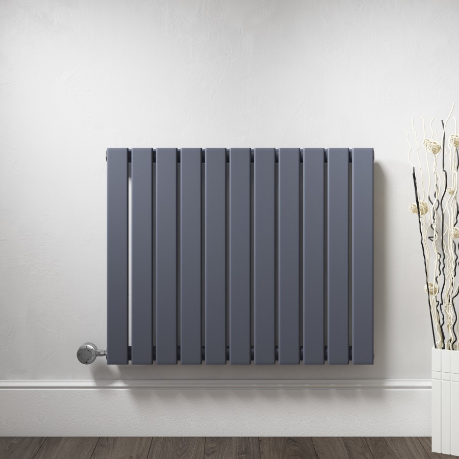 Horizontal Anthracite Grey Flat Panel Radiator - 600 x 836mm