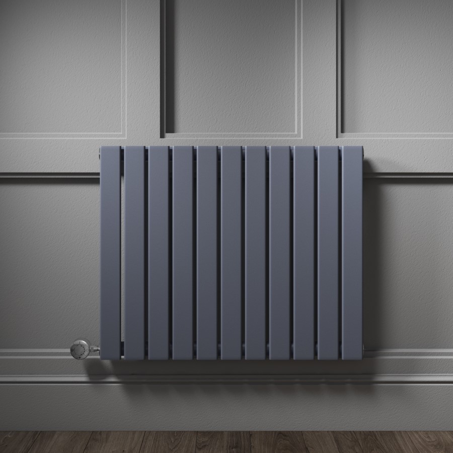 Horizontal Anthracite Grey Flat Panel Radiator - 600 x 836mm