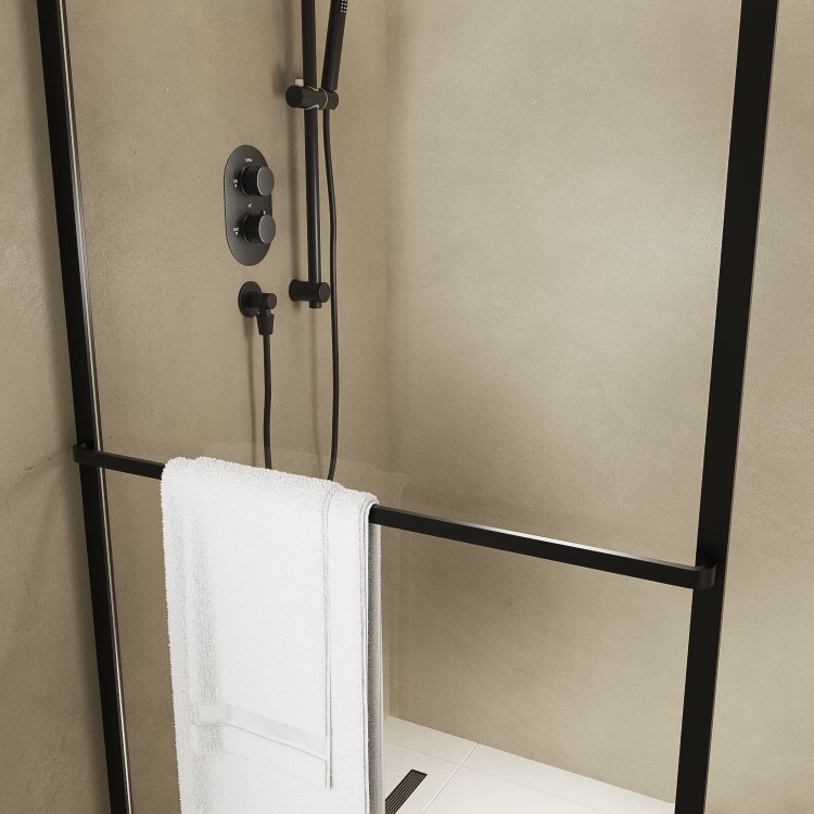 800mm Black Curved Glass Shower Screen for Wetroom & Walk In Shower - Raya