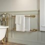 White and Brass Traditional Column Radiator with Towel Rail 510 x 740mm - Regent