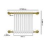 White and Brass Traditional Column Radiator with Towel Rail 510 x 740mm - Regent