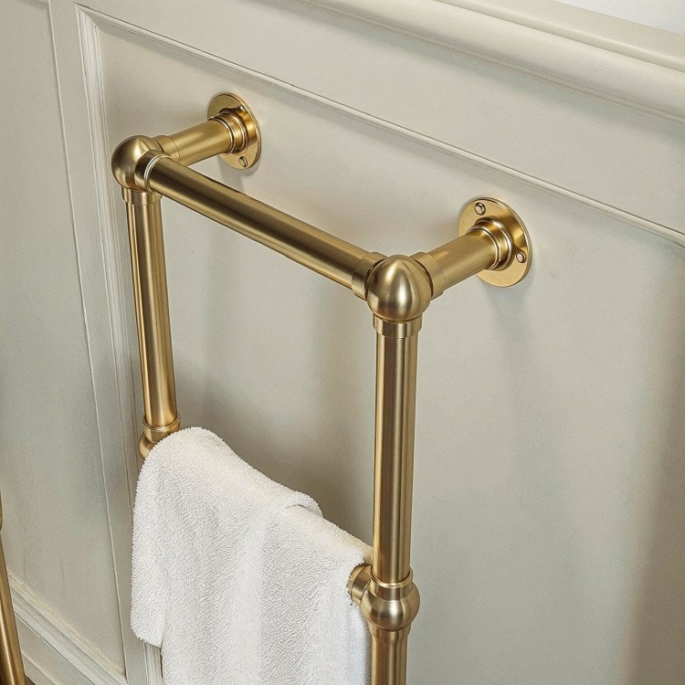 GRADE A2 - Brass Vertical Traditional Towel Radiator 700 x 400mm - Regent