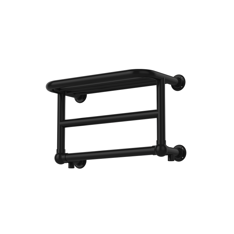 GRADE A1 - Black Traditional Heated Towel Shelf Radiator 350 x 550mm- Regent