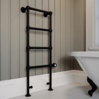 Black Vertical Electric Towel Radiator 1200 x 479mm - Regent