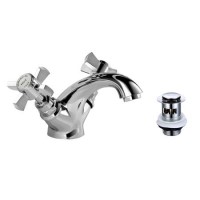 Chrome Traditional Mono Basin Mixer Tap With Waste - Ripley