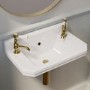 GRADE A1 - White Wall Hung Cloakroom Basin with 2 Tap Holes 506mm - Ripley