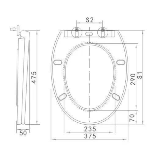 White Round Soft Close Toilet Seat with Quick Release - Ripley