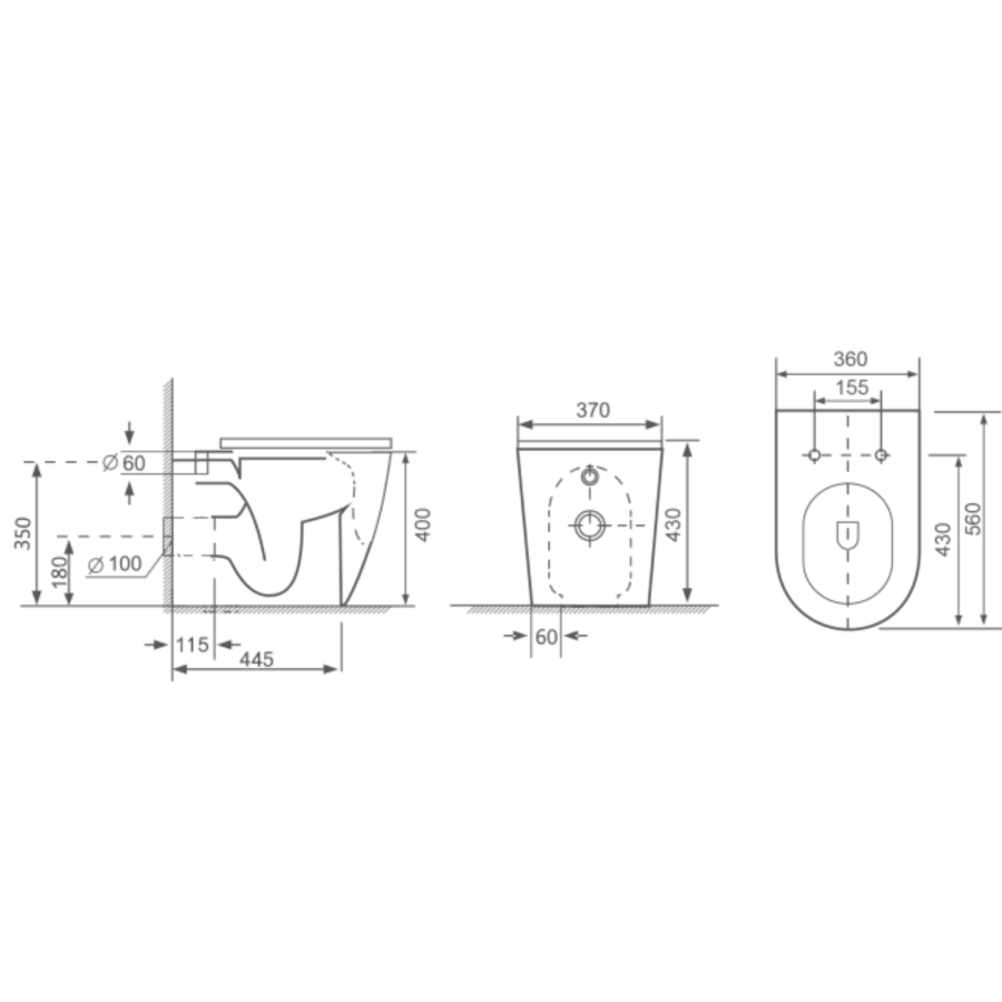 Back to Wall Rimless Toilet and Soft Close Seat - Roma