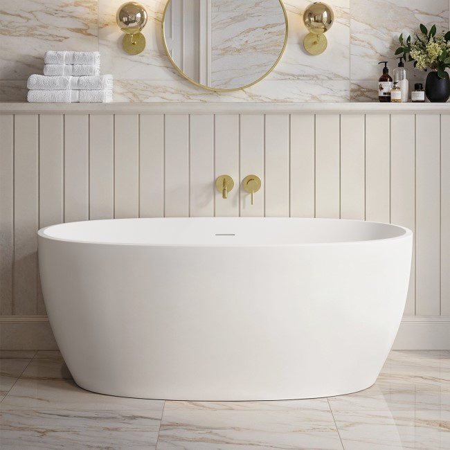 Matt White Freestanding Double Ended Bath 1500 x 725mm - Rosa