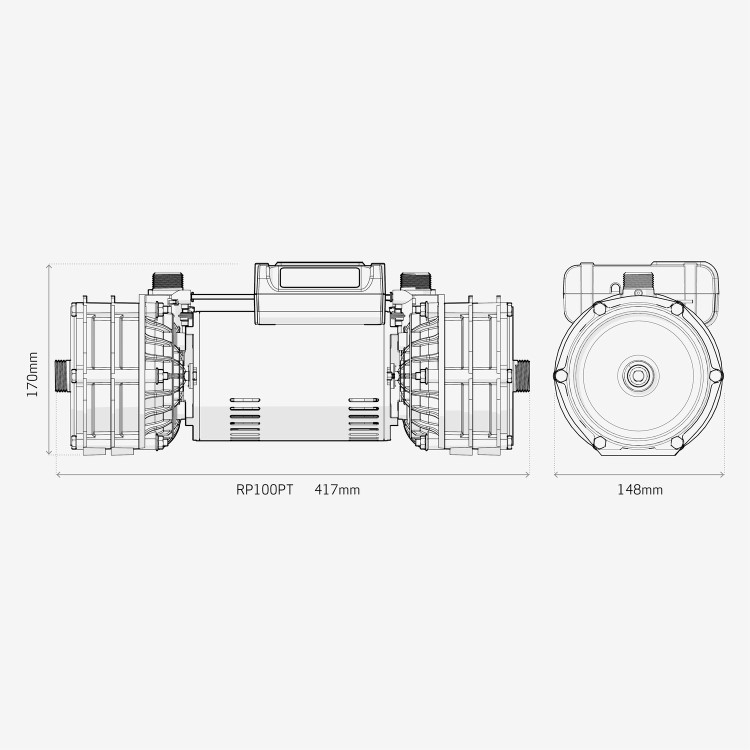 Salamander RP100PT 3.0 Bar Positive Head Centrifugal Twin Shower Pump