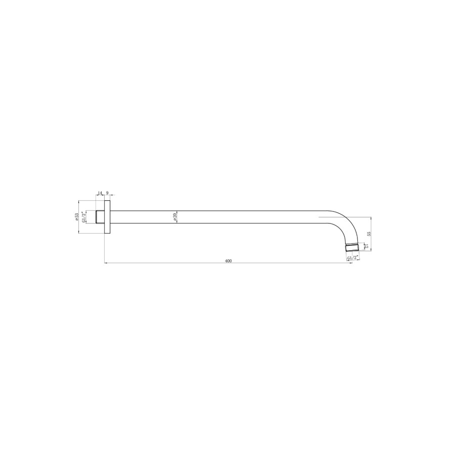 GRADE A2 - Chrome 400mm Round Wall Arm 