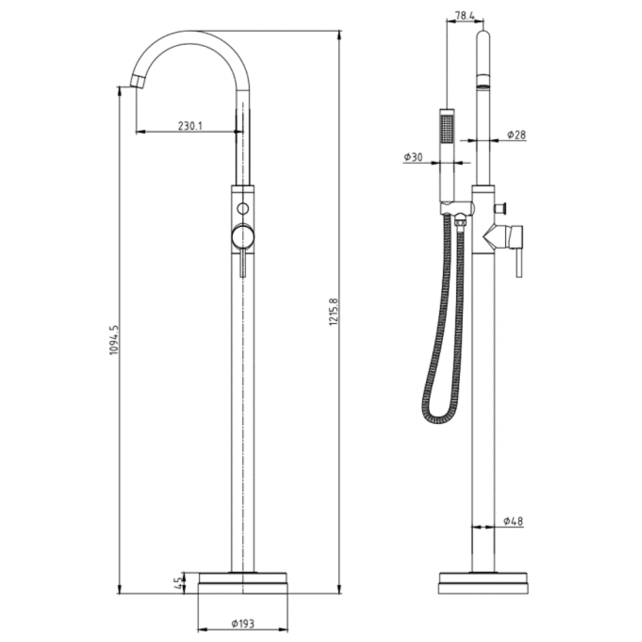 Chrome Freestanding Bath Shower Mixer Tap - S9