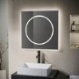 Square Backlit Heated Bathroom Mirror with Lights 600mm - Saturn