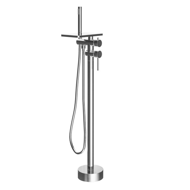 Chrome Freestanding Bath Shower Mixer with Shelf - Savannah