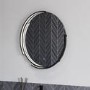 Sensio Aspect Curve Round Black Heated Bathroom Mirror with Lights - 600mm