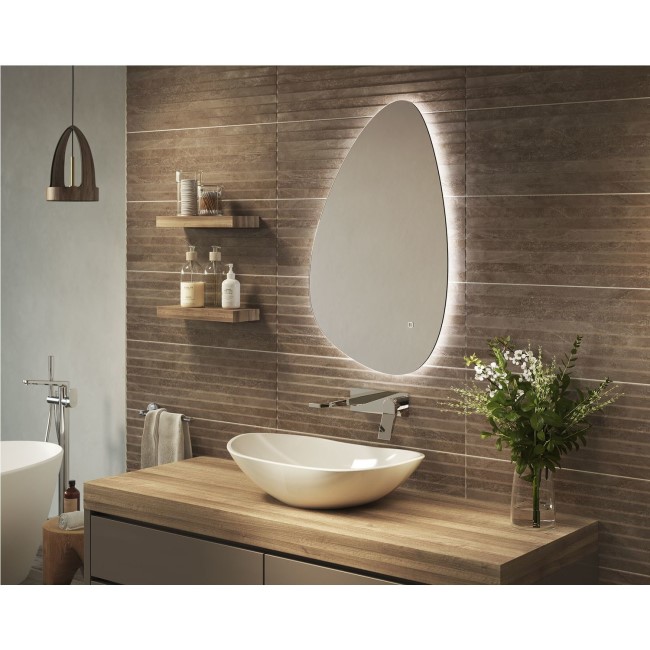 GRADE A1 - Teardrop Back Lit Bathroom Mirror - 550 x 800mm - Sensio Mistral