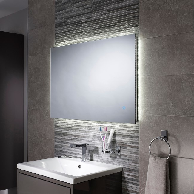 GRADE A1 - Rectangular LED Bathroom Mirror with Demister 900 x 600mm - Sensio Eden