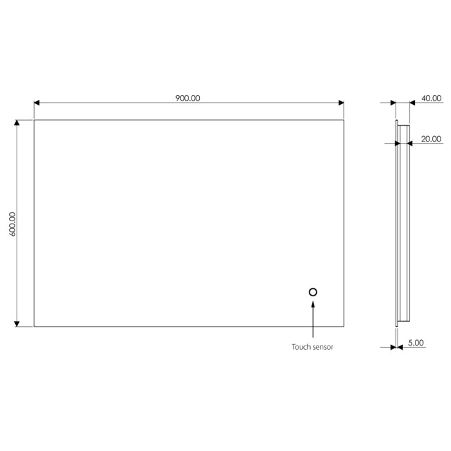 GRADE A1 - Rectangular LED Bathroom Mirror with Demister 900 x 600mm - Sensio Eden