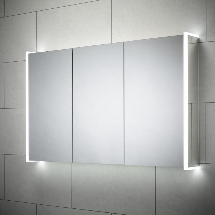 Sensio Ainsley 3 Door Chrome Mirrored Bathroom Cabinet with Lights & Bluetooth Speaker 1200 x 700mm