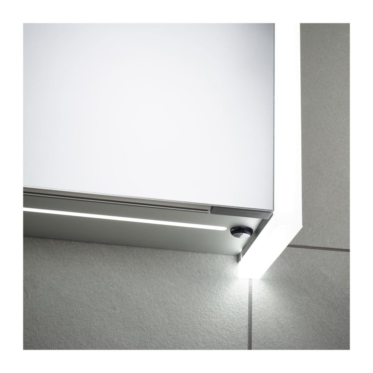 Sensio Ainsley 3 Door Chrome Mirrored Bathroom Cabinet with Lights & Bluetooth Speaker 1200 x 700mm