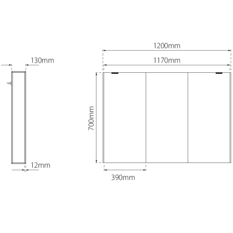 Sensio Ainsley 3 Door Chrome Mirrored Bathroom Cabinet with Lights & Bluetooth Speaker 1200 x 700mm