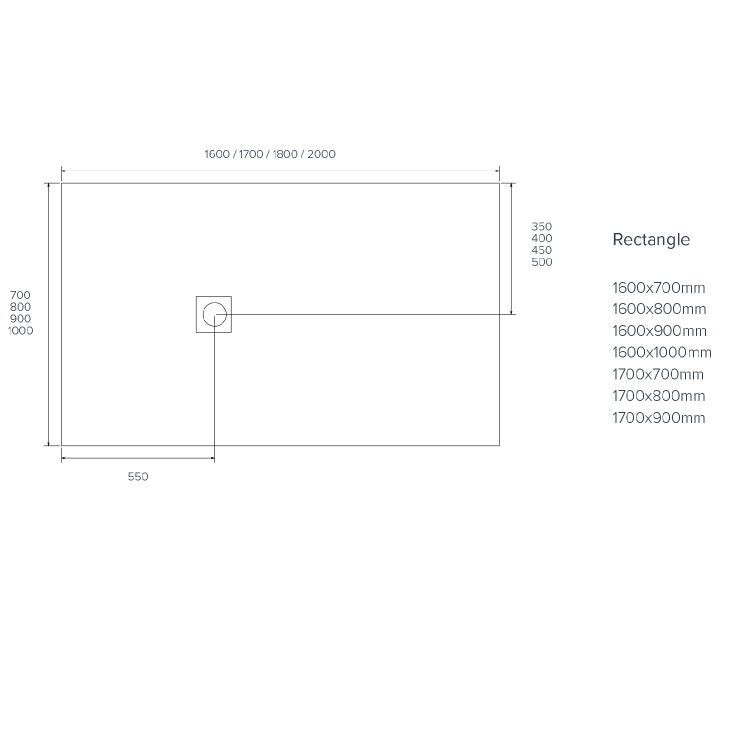 GRADE A2 - 1700x800mm Rectangular Shower Tray with Grate - White Stone Resin Slate Effect - Sileti