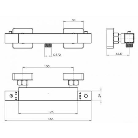 Square Thermostatic Shower Bar Valve