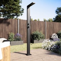 Black Thermostatic Mixer Outdoor Shower with Pencil Hand Shower 2 Outlets - Suva