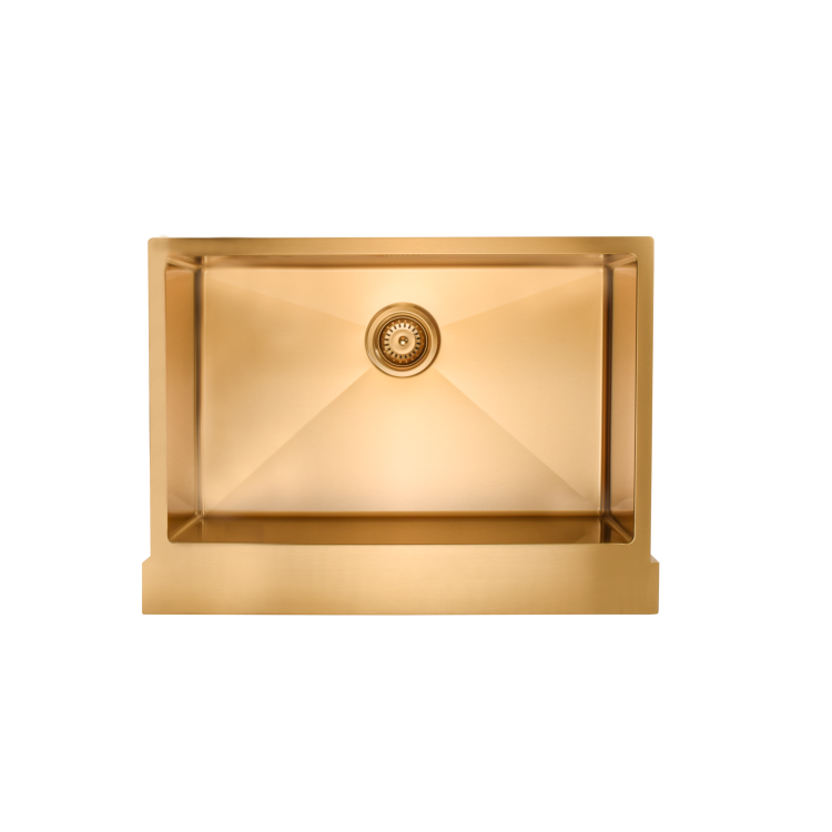 Single Bowl Belfast Brushed Brass Stainless Steel Kitchen Sink- Enza Tamara