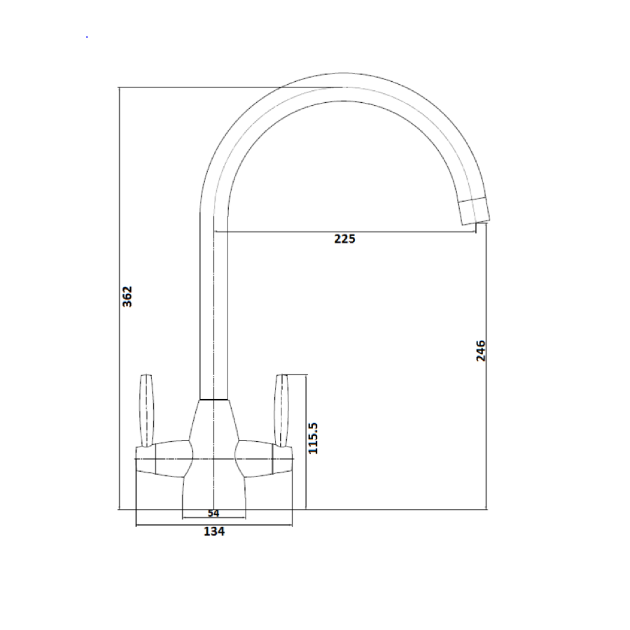 GRADE A2 - Brass Twin Lever Monobloc Kitchen Sink Mixer Tap - Enza Tamara