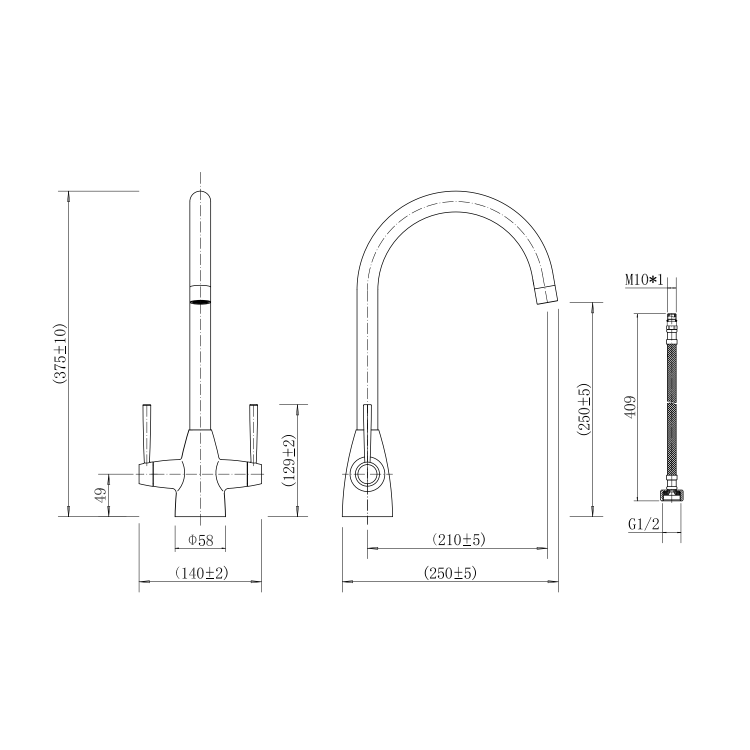 GRADE A2 - Enza Tamara Dual Lever Monobloc Mixer Kitchen Tap- Chrome