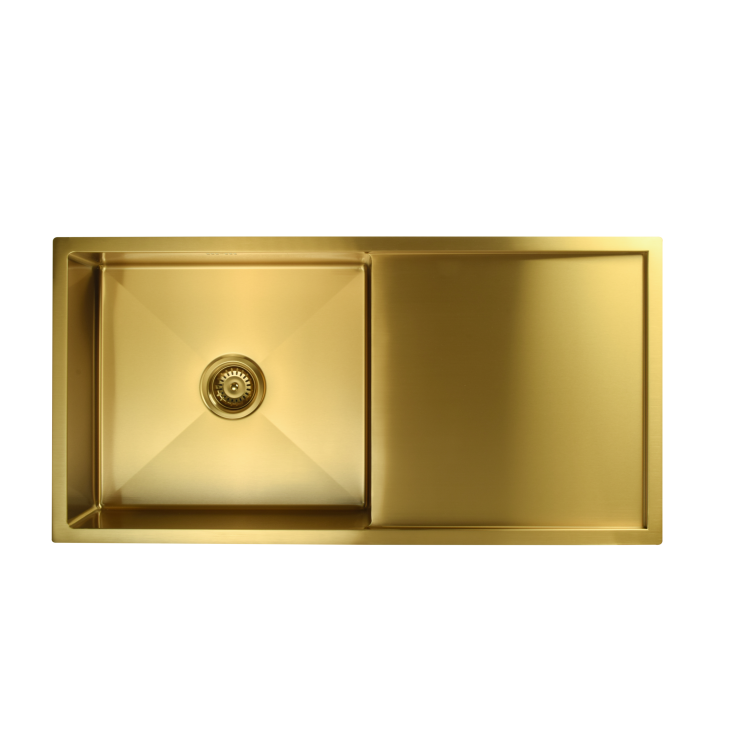 Single Bowl Brushed Brass Inset Stainless Steel Kitchen Sink- Enza Tamara