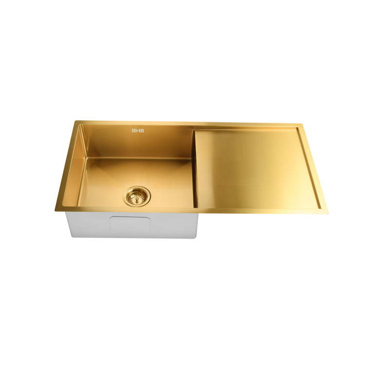 Single Bowl Brushed Brass Inset Stainless Steel Kitchen Sink- Enza Tamara