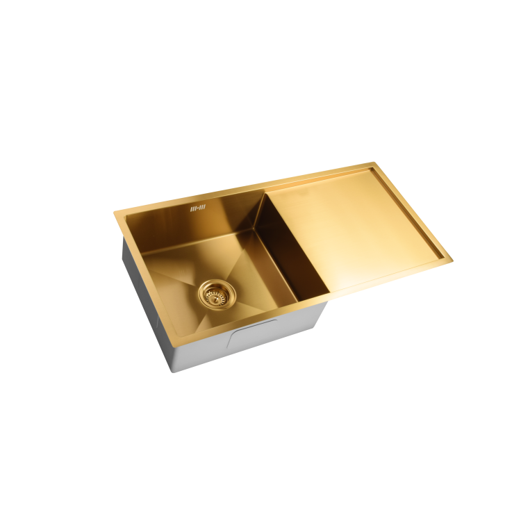 Single Bowl Brushed Brass Inset Stainless Steel Kitchen Sink- Enza Tamara