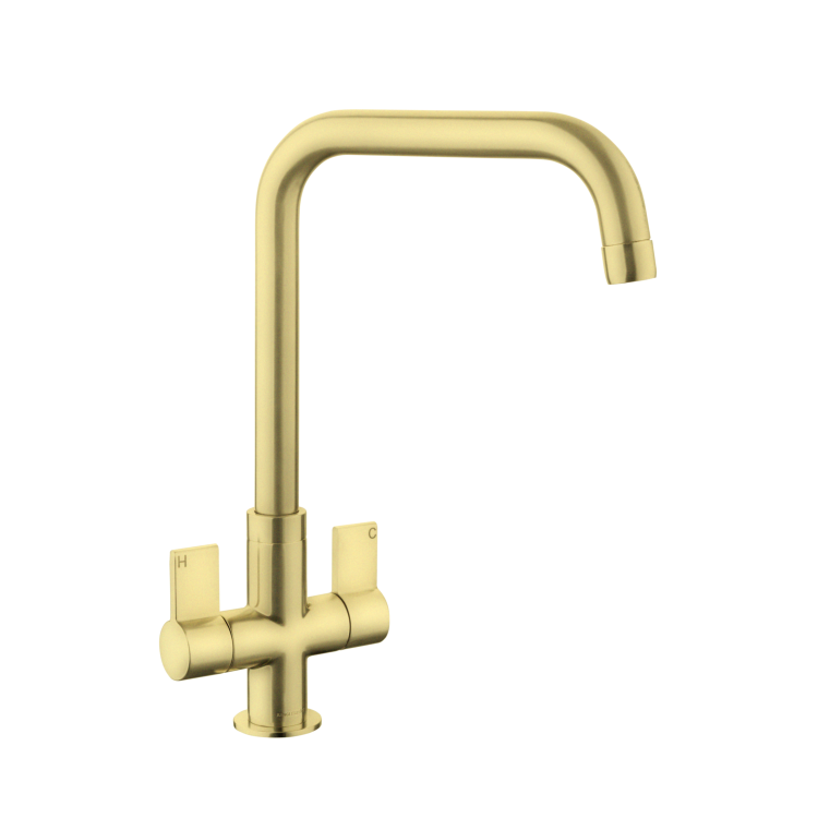 Rangemaster Aquaquad Dual Lever Monobloc Mixer Kitchen Tap- Brass