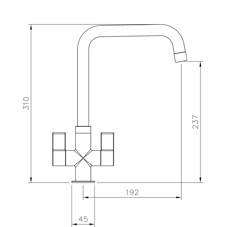 Rangemaster Aquaquad Dual Lever Monobloc Mixer Kitchen Tap- Brass