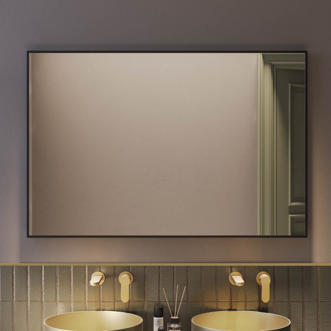 GRADE A1 - Rectangular Black Backlit Heated Bathroom Mirror with Lights 1200 x 800mm - Taurus