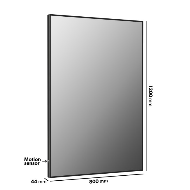 GRADE A1 - Rectangular Black Backlit Heated Bathroom Mirror with Lights 1200 x 800mm - Taurus