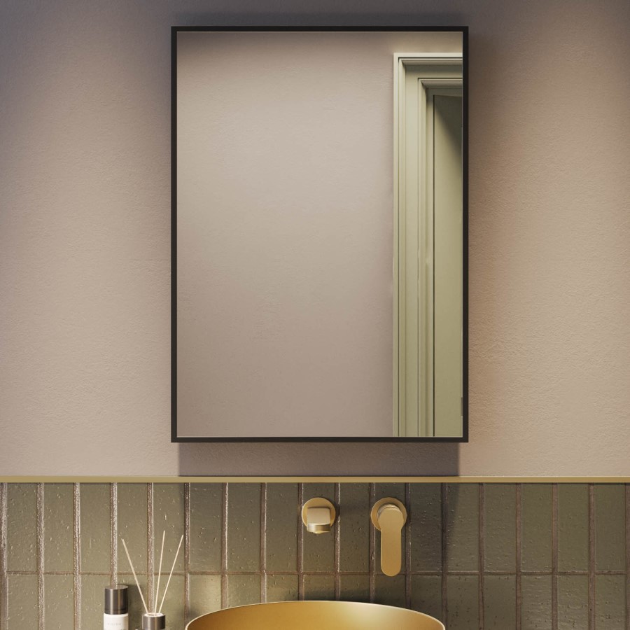 GRADE A1 - Rectangular Black Backlit LED Heated Bathroom Mirror 500 x 700mm -Taurus 