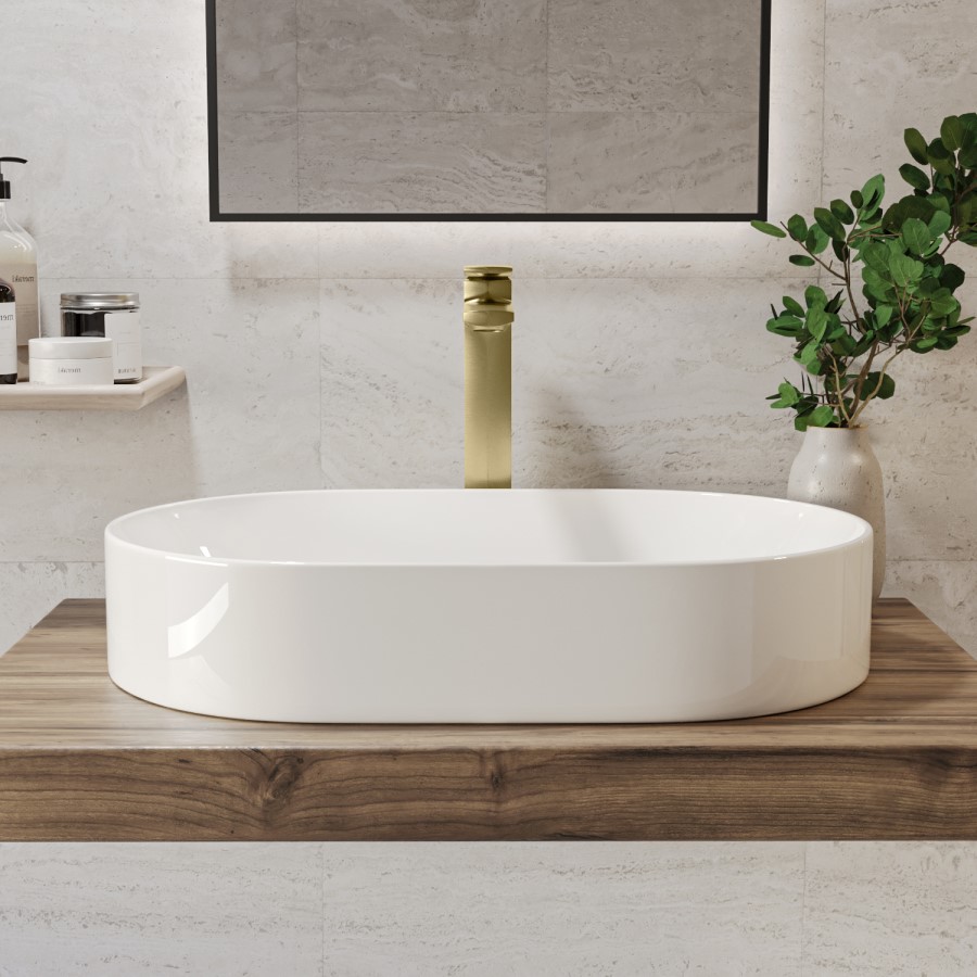 White Oval Countertop Basin 600mm - Tennessee