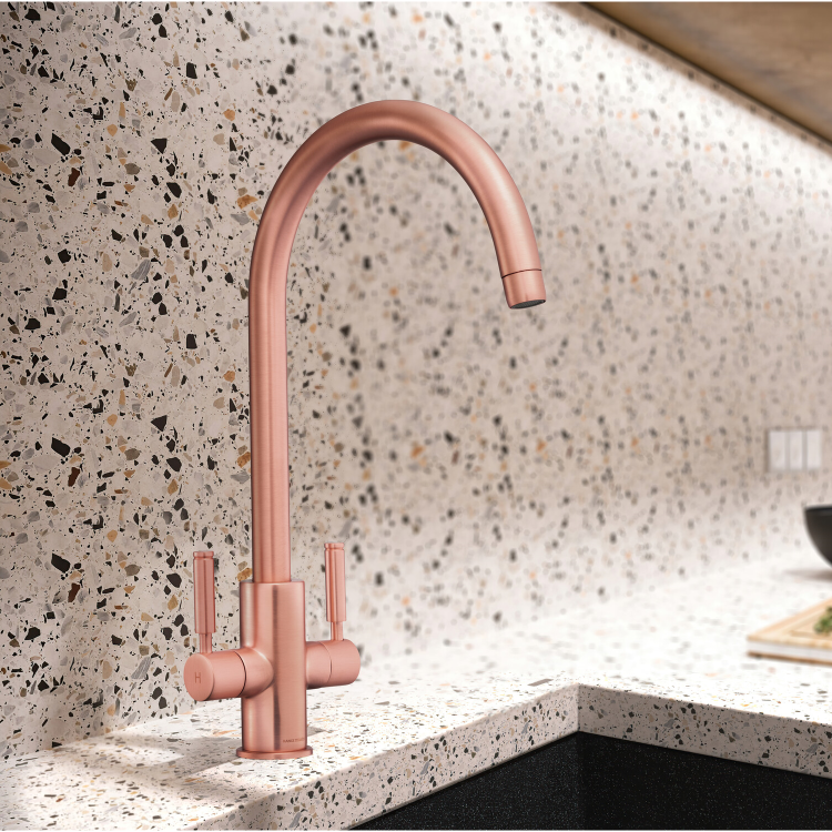 Rangemaster Intense Dual Lever Monobloc Mixer Kitchen Tap- Brushed Copper