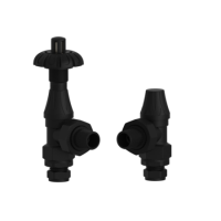 Maesta Matte Black Traditional TRV Angled Thermostatic Radiator Valves With Lockshield