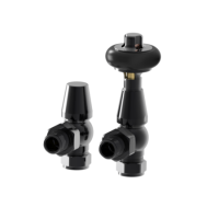 Maesta Black Nickel Traditional TRV Angled Thermostatic Radiator Valves With Lockshield