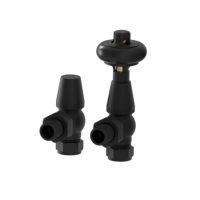 Maesta Matte Black Traditional TRV Angled Thermostatic Radiator Valves With Lockshield