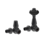 Maesta Black Nickel Traditional TRV Corner Thermostatic Radiator Valves With Lockshield